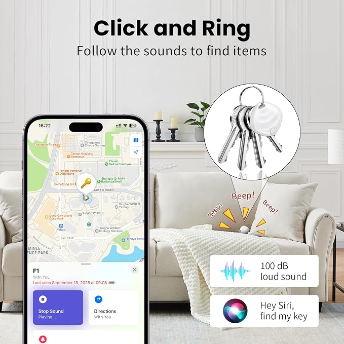 Air Tracker Tags-4 Pack, Smart Bluetooth Tracker Works with Apple Find My (iOS Only), Tracking Tag with Lanyard, Item Finder for Luggage, Key, Suitcases, Replaceable Battery(Not for Android Devices) - Image 3