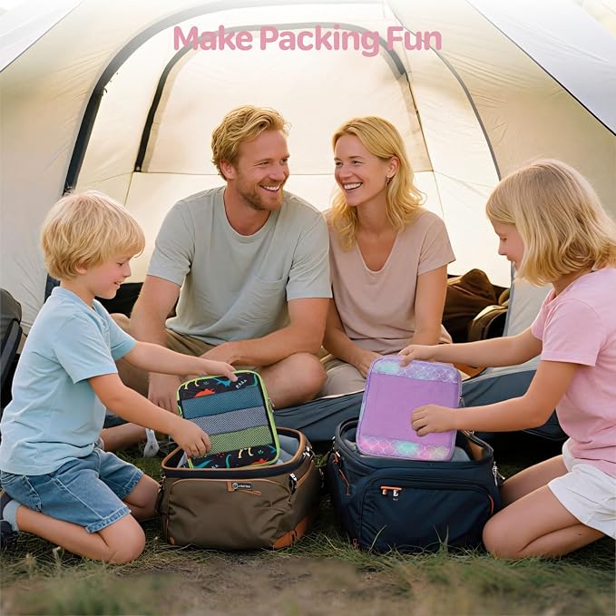 Kids Compression Packing Cubes - 4 PCS Sets, Purple Memarid | Water Resistant 4 Piece Set with Shoe Bag, Toddler Suitcase Organizer Set, Expandable Storage for Luggage - Image 2