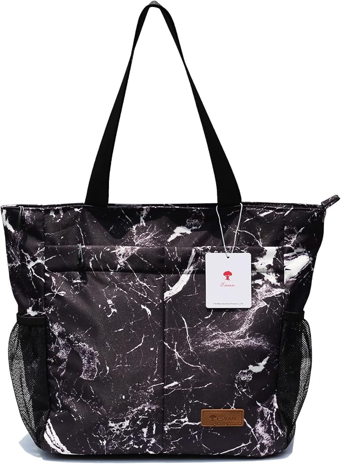ESVAN Original Floral Tote Bag Large Shoulder Bag with Multi Pockets for Gym Travel Beach Daily Bags - Image 4