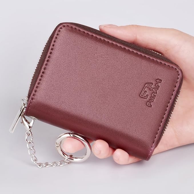 FurArt Zipper Wallet Women RFID Credit Card Holder keychain Wallet | ID Window RFID Blocking Compact Small business 15/16 slots - Image 6