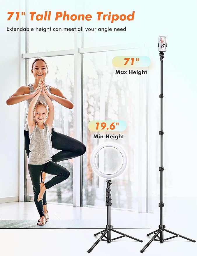 71" Tripod for iPhone, Phone Tripod Selfie Stick with Remote | Cell Phone Stand & Tall Travel Tripod for Recording Video Selfie Photo, Compatible with iPhone 17 16 15 14 Pro Max 13 Android - Image 2