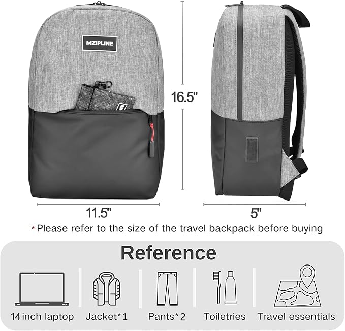 Backpack Bag- Classics Casual Travel Daypack Travel bags for for Men & Women Work (Black/Grey) - Image 3
