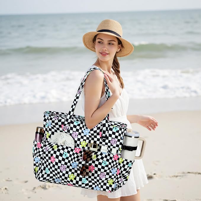 Bluboon Beach Bags for Women, Large Waterproof Tote Bag With Wet Compartment for Pool Weekender Travel Gym - Image 2