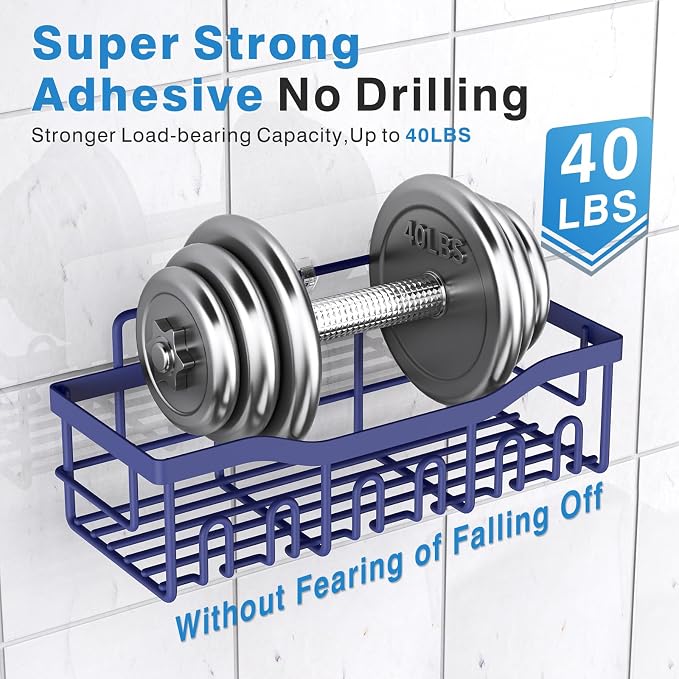 EUDELE 2 Pack Shower Caddy, Adhesive Organizer for Bathroom & Kitchen Storage, No Drilling, Rustproof Stainless Steel Shelf Organizer - Image 4