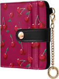 Vector Red Cherry Women's Wallets RFID Blocking,Credit Card Holder Bifold Wallet,Slim Card Cases,PU Leather Travel Wallet for men Girls by visesunny