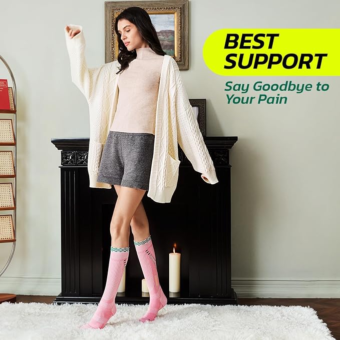 AOFIT Graduated Compression Socks for Women Travel Flight Nurses Dr Scholls Airplane 15-20 mmhg - Image 2