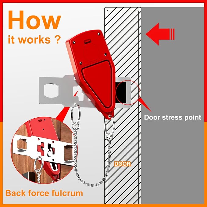Portable Hotel Door Lock, Newest Extra Security Travel Lock for Hotel Door Locks for Travelers Security, Easy Install Portable Door Lock for Apartment, Airbnb, Dorm & Home Safety - Image 3