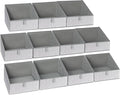 DIMJ Closet Storage Bins 10 Pack - Fabric Trapezoid Closet Organizer Bin, Foldable Storage Baskets for Shelves, Closet Shelf Organizer, Clothing Storage Box for Toys, Books, Towel, Clothes, Gray by DiMJ
