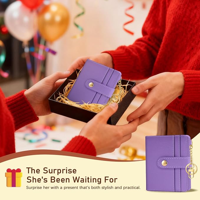 Jogjam Purple Rfid Women Wallet, Small Slim Thin Compact Credit Card Holder | PU Leather Bifold Cash Zipper Coin Pocket ID Window, for Female Ladies Teen Girls Girly Gifts - Image 7