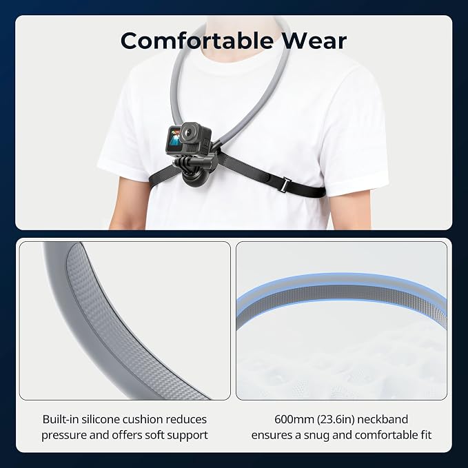 SMALLRIG Neck Mount for Action Camera with Adjustable Chest Strap, 2-Prong Interface Chest Mount for GoPro Hero 13/12/11/10/9, for DJI Osmo 360/Nano/Action 6/5 pro/4/3, for Insta360 Ace Pro 2-5596 - Image 5