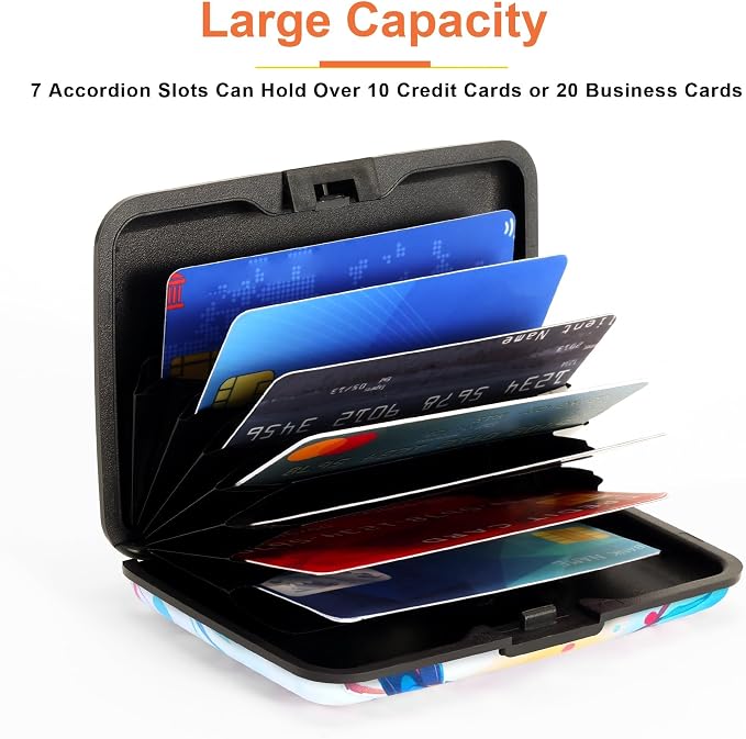 Mayski Credit Card Holder for Women RFID Blocking Wallet, Colorful Bird | Card Wallets for Women Small Mini Business Metal Accordion Aluminum Alloy Hard Case for Men - Image 4