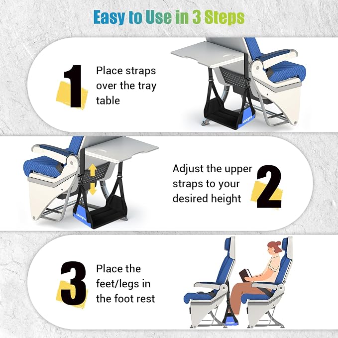 2-Pack Foot Hammock Plane Travel, No Collapse Thickened Bamboo Foot Rest | Portable Airplane Foot Sling Wing with Thickened Foam & Carry Bag, Long-Flight Travel Essential Designed to Relax Your Feet - Image 5