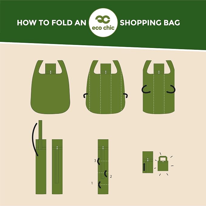 ECO CHIC Foldable Reusable Grocery Bags - Lightweight, Recycled & Reusable Shopping Bag - Waterproof Packable Tote - Image 7