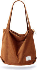 KALIDI Women Corduroy Tote Bag Zipper Casual Tote's Handbag Big Capacity Shoulder Bag with Pockets by KALIDIFANCYFOREST