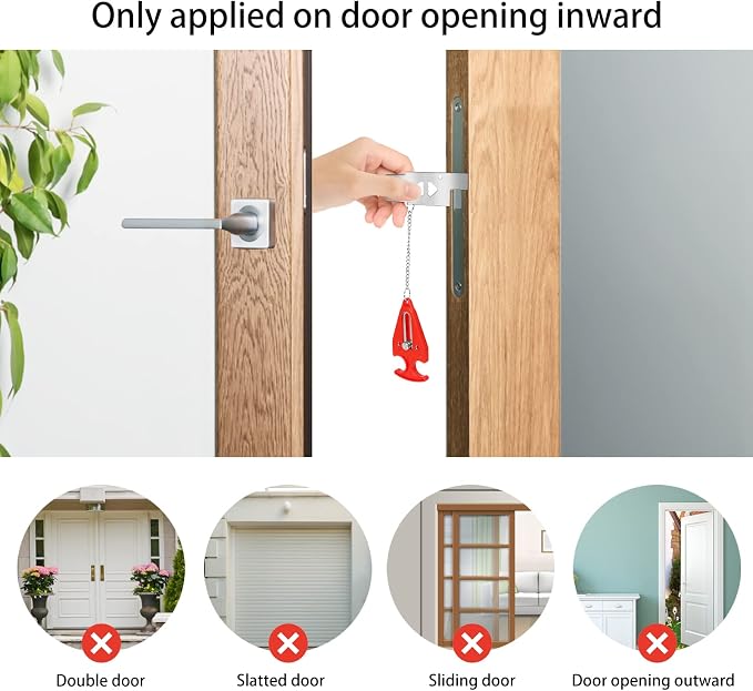 Portable Door Lock for Travel Door Lock Hotel Room Security Devices Apartment Jammer Additional Safety for Traveling Home College upgrade (Red combination) - Image 7
