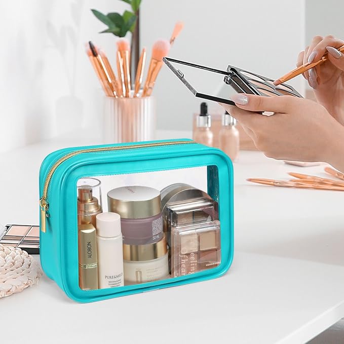 Clear Makeup Bag Foldable - TSA Approved Toiletry Bag for Travel | Metal Zipper, Reinforced Seam, Water Resistant, Medium for Carry-on, Large for Checked Luggage, for Car Storage Organizer - Image 9