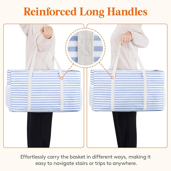 Lifewit Extra Large Tote Bag, Reusable Grocery Bags with Metal Wire Frame and Handles - Image 7