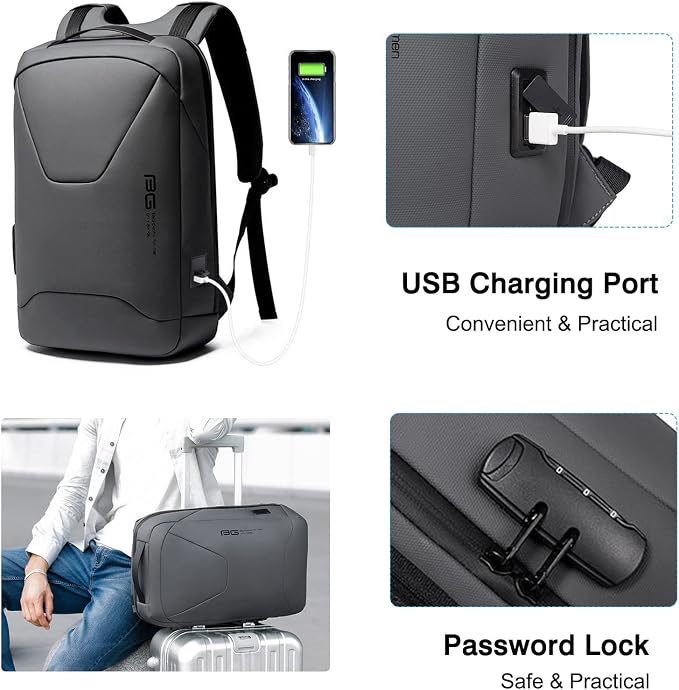 FANDARE Anti-Theft Backpack Business Daypacks fits 15.6 Inch Laptop Travel Large Backpack with USB Charging Port Waterproof Computer Bag Bookbag for Women Men Notebook Grey - Image 3