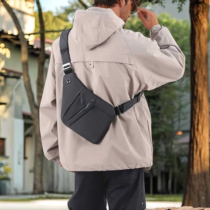 Anti Theft Crossbody Bags for Women Men, Multi-Pocket Shoulder Bag, Slim Sling Bags with 2 RFID Blocking Card - Image 2
