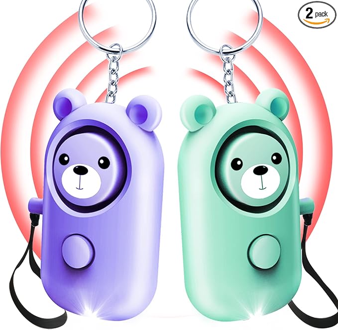 Personal Alarm for Women Kids and Elders Safe Sound, 130dB Siren Emergency Self-Defense Security Alarm Keychain Loudly with LED Light (Emerald+Violet) by SRTKBEU