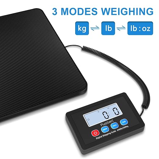 Fuzion Shipping Scale, 440LB x 10g High Accuracy Postal Scale, Hold & Tare | Carbon Fiber Platform, Digital Shipping Postal Scale for Packages, Luggage, Mailing, Postage, Battery & AC Adapter Included - Image 4