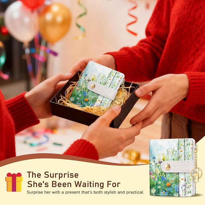 Jogjam Floral Green Rfid Women Wallet, Small Slim Thin Credit Card Holder | PU Leather Bifold Cash Zipper Coin Pocket ID Window, for Female Ladies Teen Girls Girly Gifts - Image 7