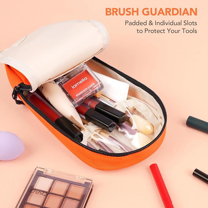 5-Piece Travel Toiletry Bag for Women, Organize Toiletries & Cosmetics | Personal Travel Essentials, with Hanging Toiletry Bag, Clear Cosmetic Bag, Makeup Bag, Jewelry Case & Cable Pouch- Orange - Image 8