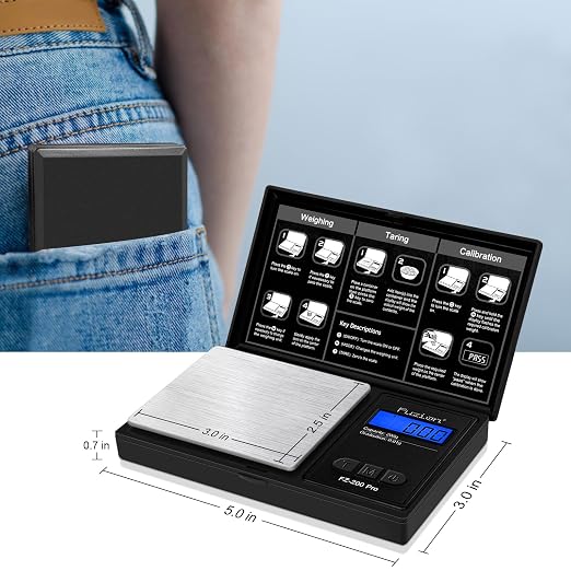 Fuzion Digital Pocket Gram Scale 0.01g x 200g, with 100g Calibration Weight | High Precision, Easy of Use, Tare Function, 6 Modes Ounces Grains, Battery Included, Weighs Jewelry, Coins, Herb, Small Food - Image 5