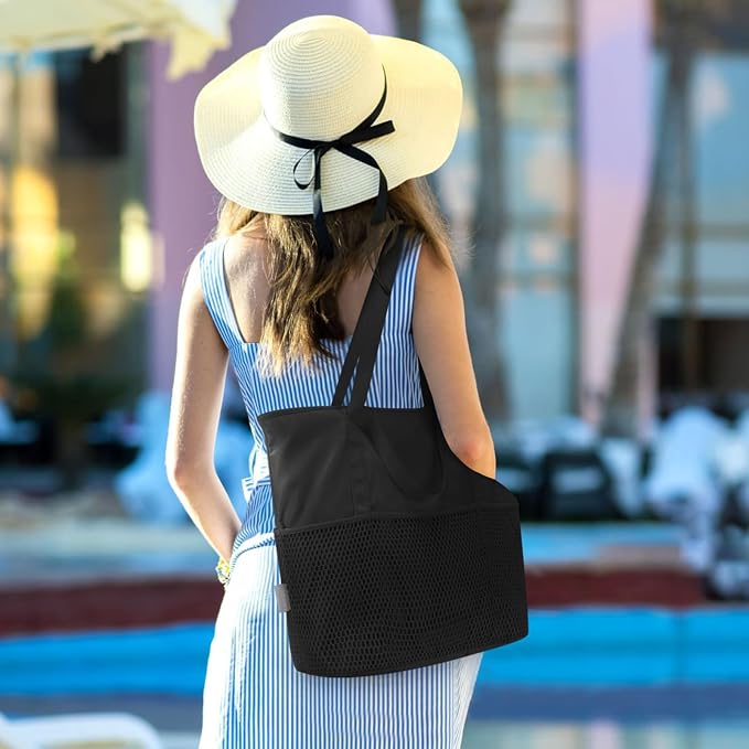 KABAQOO Large Beach Bag Waterproof Sandproof Tote Bag for Women with Zipper & Mesh Pockets for Pool Swim Travel Everyday | waterproof - Image 2