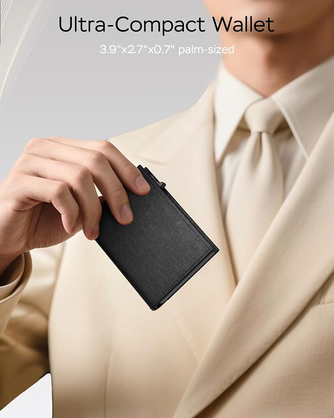 2026 Wallet for Men - RFID Blocking Pop Up Card Holder, Slim Small Trifold, Minimalist Front Pocket Wallet Holds 9-11 Cards 10+ Bills, Premium Leather ID Window Magnetic Closure, Mens Gift - Image 6