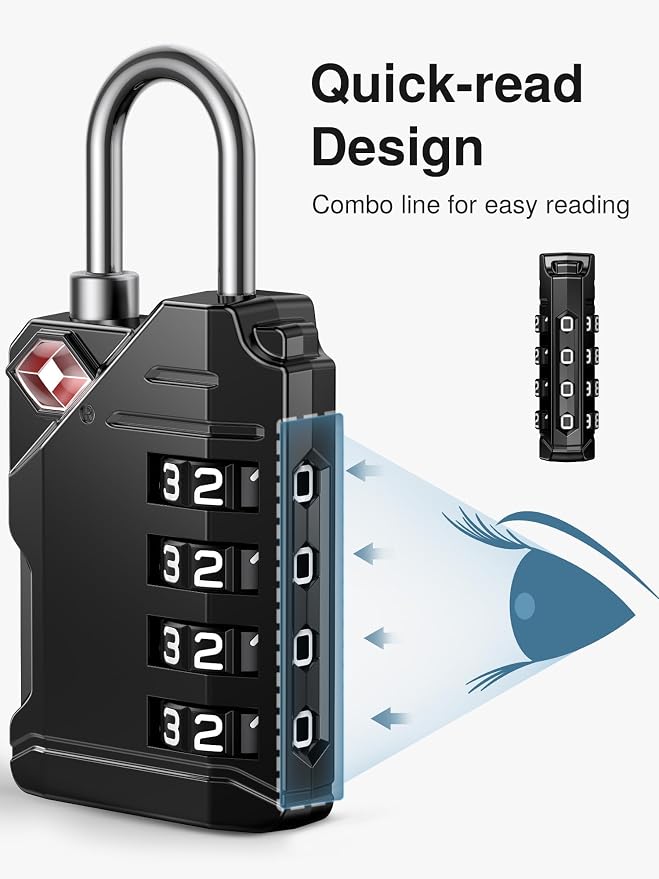 Puroma 6 Pack TSA Approved Luggage Locks, Black 4 Digit Resettable Travel Combination Code Lock with Zinc Alloy Body for Suitcase, Backpack, Laptop Bag, Gym Locker, Toolbox - Image 5