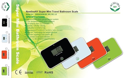 NewlineNY Auto Step On Super Mini Travel Bathroom Scale, 5.25" x 8.5" SBB0638SM: White - Image 2