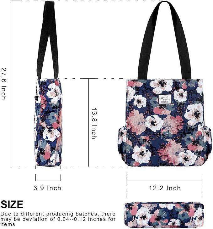 KAMO Floral Tote Bag - Waterproof Lightweight Handbags Travel Shoulder Bag for Hiking Yoga Gym Swimming Travel Beach - Image 3