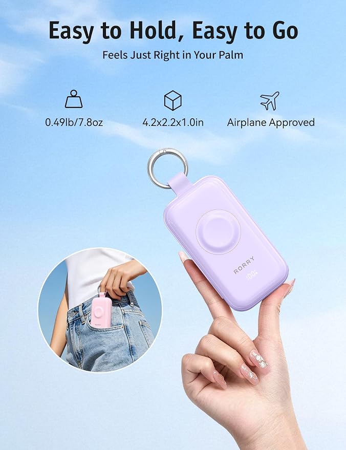 RORRY CharmGo Pro 45W Portable Charger Power Bank 10000mAh Battery Pack | Fast Charging, Built-in Cables, 3-in-1 Keychain Design, for iPhone, Apple Watch, iPad, MacBook, Travel Essential, Pocket Size - Image 7