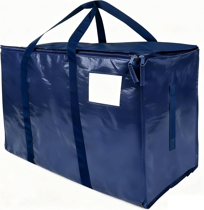 Moving Bags, Extra Large Heavy Duty Family Moving Bags with Reinforced Handles & Visible Window, Zippered Storage Bags for Clothes, Bedding, Dorm Room Essentials, Packing Supplies Alternative to Boxes by Unknown