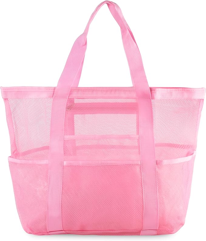 Genteen Beach Bag for Women, Large Waterproof Sandproof Beach Tote with Zipper Pocket, Solid for Travel Pool by Genteen