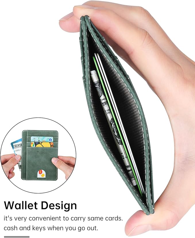 Teskyer Slim Minimalist Wallet for Men, RFID Front Pocket Card Holder | Ultra Slim Front Pocket Design, 8 Card Slots, RFID Protection, Smooth Faux Leather for Everyday Carry - Image 7