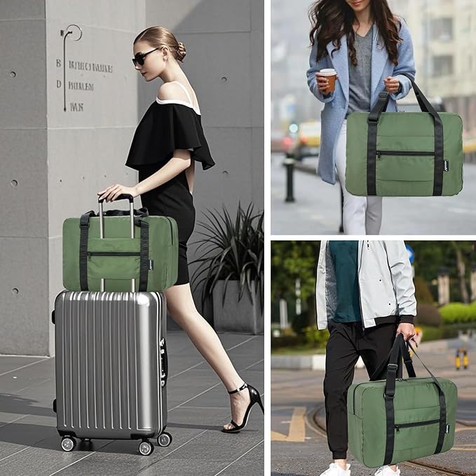 Duffle Bag for Travel Foldable Personal Item Travel Bag, 23L, Army Green | Carry On Duffel Bag Women Men Frontier Airlines Personal Item Bag Hospital Weekend Overnight Trips - Image 2