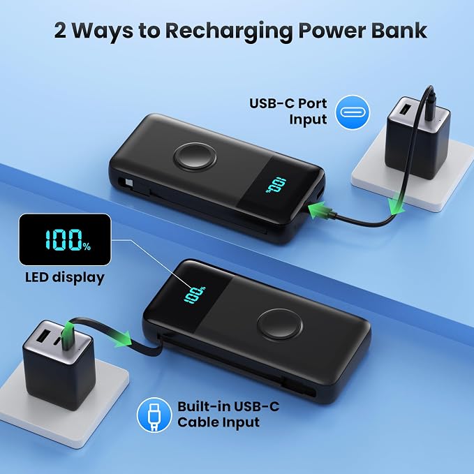 Portable Charger 40800mAh for iPhone with Built-in Cable and iWatch Charger, 25W PD Fast Charging USB C Power Bank,Travel Camping Essentials Battery Pack for iPhone 17/16/15/14/13,Android,Apple Watch - Image 5