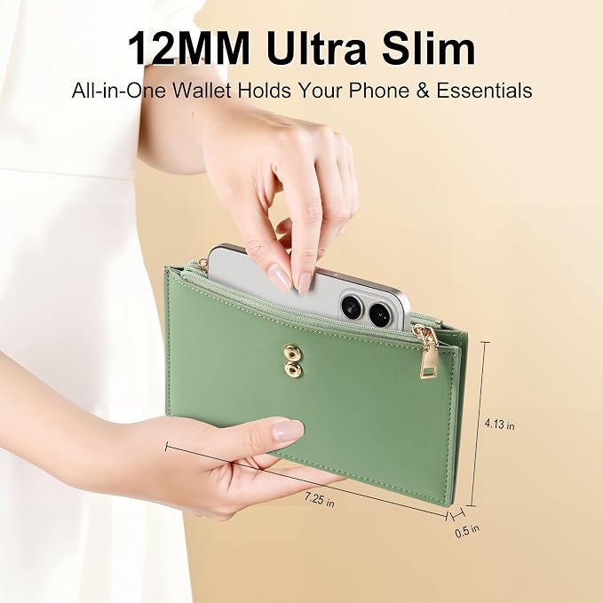 Travelambo Leather Wallets for Women Slim RFID Blocking Bifold Credit Card Holder Wallet - Image 2