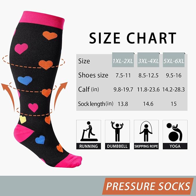 Abodhu Plus Size Compression Socks for Women& Men 15-20mmHg Wide Calf Knee High Socks - Image 4