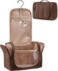 BAGSMART Travel Toiletry Bag for Women, Puffy Hanging Toiletry Bag with Hook, Water-resistant Toiletry Organizer for Full Sized Toiletries (Coffee Brown) by BAGSMART