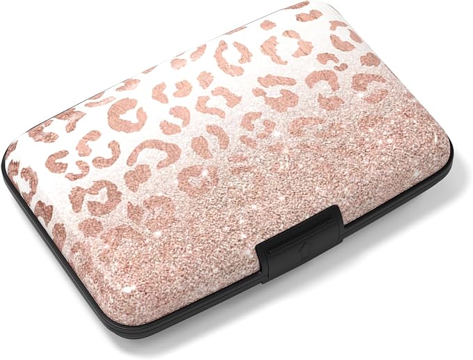 Rimilak Aluminuml Credit Card Holder,Pink Leopard | Mini Credit Card Wallet RFID Blocking Slim Metal Hard Case for Women Men by Rimilak