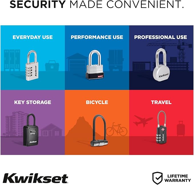 Kwikset TSA Approved Combination Luggage Lock with Cable, 1-Pack, Black | Cable Shackle Bends Through Zipper Pulls, Duffel Handles and Backpack Loops; 1-3/16 in Body, Resettable Code - Image 6