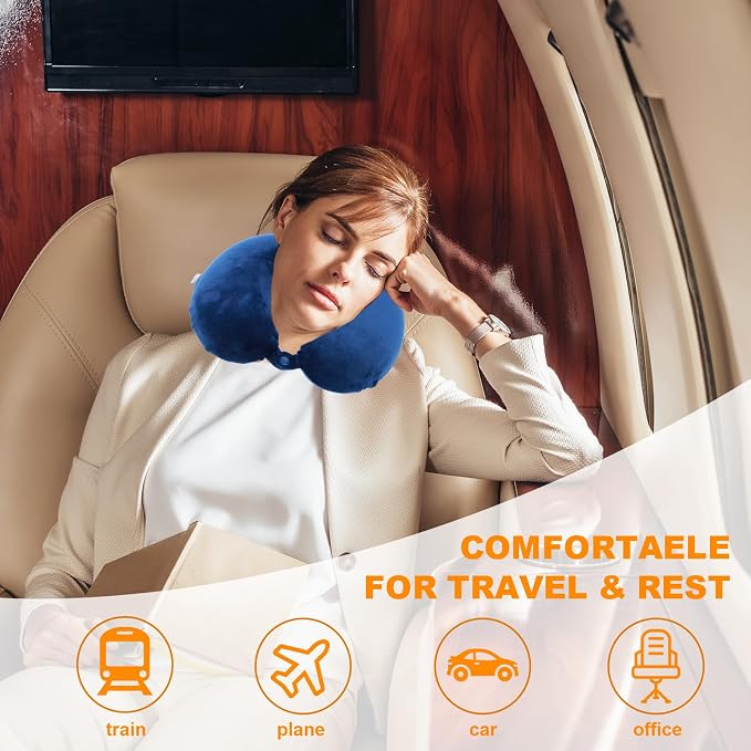 Travel Pillow,100% Pure Memory Foam U Shaped Neck Pillow,Super Lightweight Portable Headrest Great for Airplane, Car,Home,Office,Sleeping Rest (Blue) - Image 2