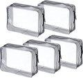 5 Pack Clear PVC Zippered Toiletry Carry Pouch Portable Cosmetic Makeup Bag for Vacation, Bathroom and Organizing by Pangda