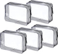 5 Pack Clear PVC Zippered Toiletry Carry Pouch Portable Cosmetic Makeup Bag for Vacation, Bathroom and Organizing by Pangda