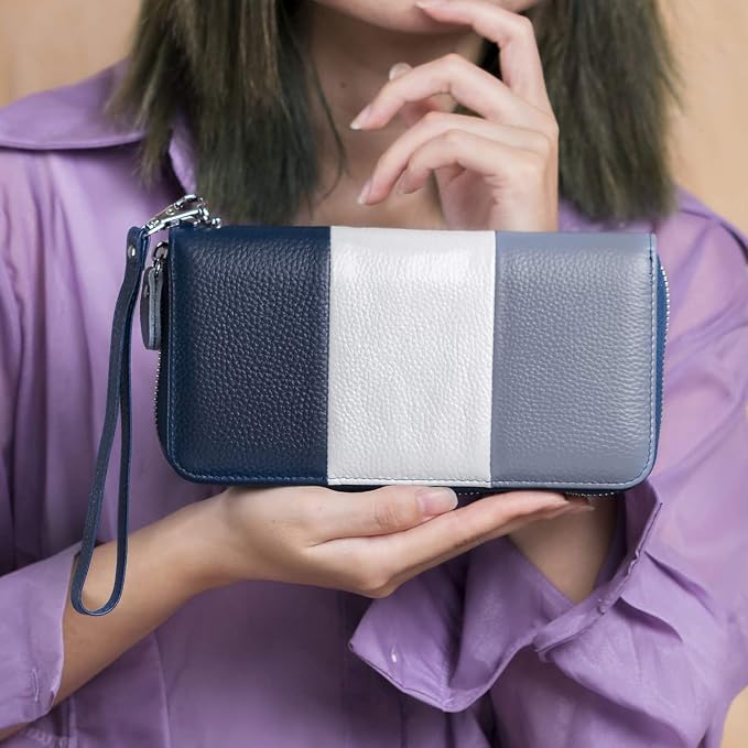 Moflycom Womens Wallet RFID Blocking Genuine Leather Multi Credit Card Large Capacity Zip Around Clutch Travel Purse Wristlet - Image 5
