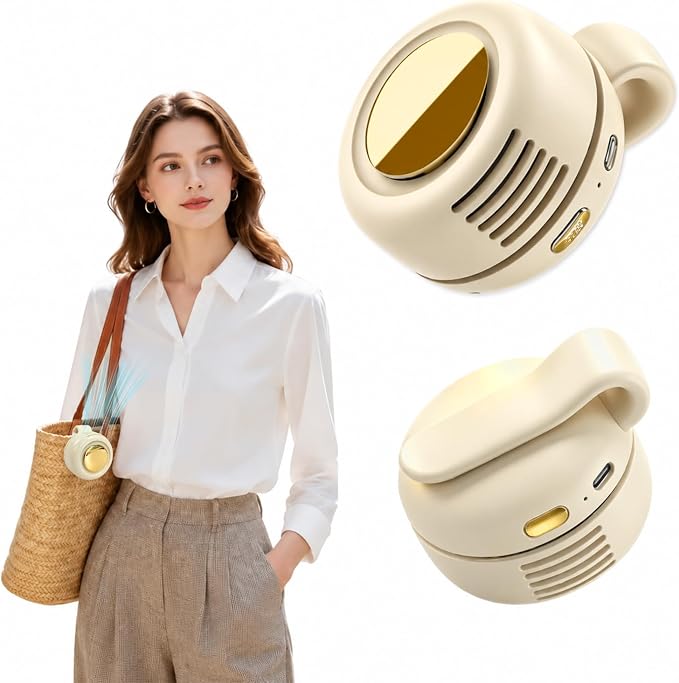 Portable Clip-on Fan Silent Bladeless Mini Fan | 360°Rotation 3-speed Modes Whirlwind Waist Clips Fans Hands-Free Cooling Fan Outdoor Trip Work Travel White by LIDEEYA