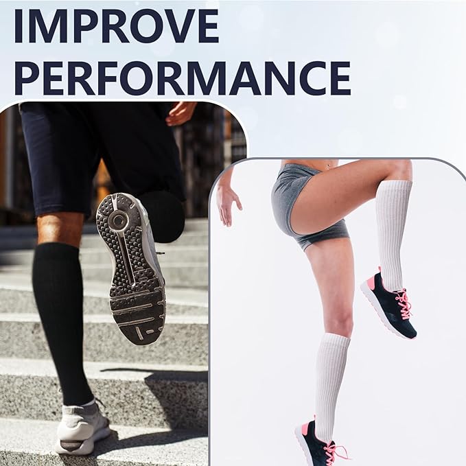 +MD Cotton Compression Socks for Women & Men 4/6 Pairs 15-20mmHg Knee High for Sports, Travel, Nursing Long Sitting Standing - Image 5